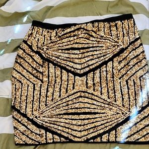 2X Gold and Black Sequin Skirt